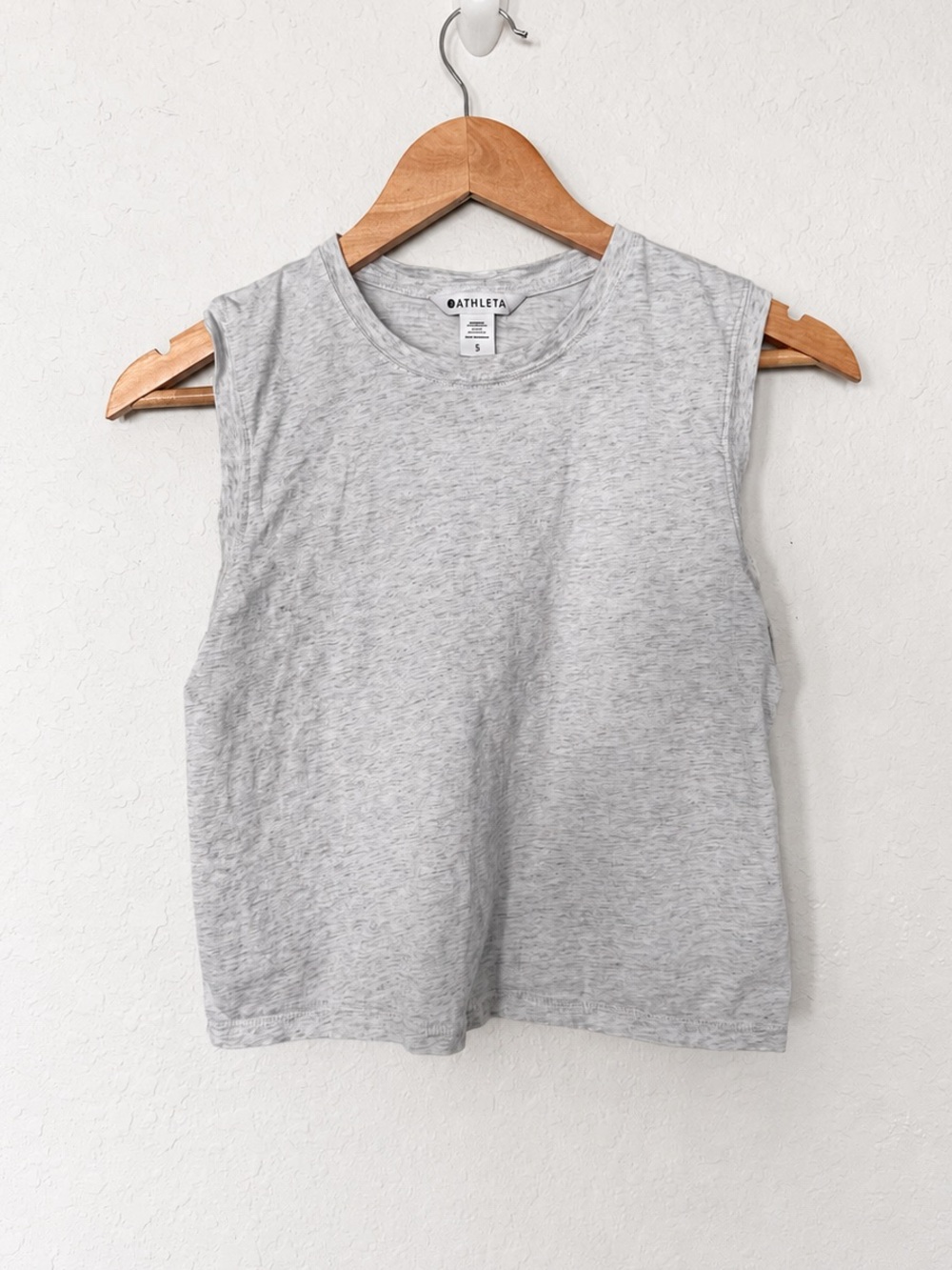 Athleta Cropped 100% Cotton Heather Gray Sleeveless Tank